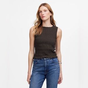 NWT Madewell Smocked Boatneck Tank - XXS in Soft Charcoal